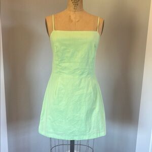 Mable- SZ L Mini Lime Green Spaghetti Strap Dress